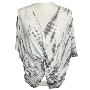 Tie Dye Twist Front Top Blouse Dolman Sleeve Casual Boho Chic size